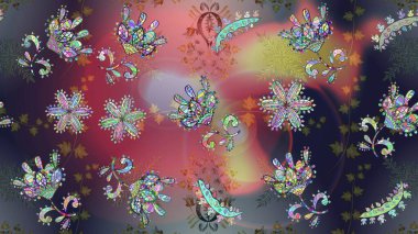 Sevimli çiçek raster deseni. Gri, pembe ve nötr renklerde çiçekler. Kusursuz Renksiz Bahar Temalı Kusursuz Arkaplan. Düz Çiçek Elementleri Tasarımı.