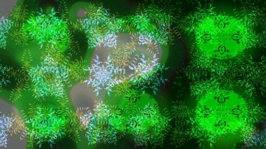 Raster illüstrasyonu. Yılbaşı kış tasarımı için renkli kar taneleri. Kar tanesi karalaması grafikleri elle çizilmiş.