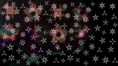 Renkli unsurlarla hareketli arka plan görüntüleri. Çiçekler. Eski model. Bayrak tarzı. Video kaydı. Şablon. Döngü. Kusursuz..