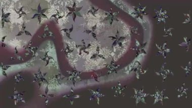 Renkli unsurlarla hareketli arka plan görüntüleri. Çiçekler. Eski model. Bayrak tarzı. Video kaydı. Şablon. Döngü. Kusursuz..