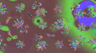 Çiçekli çiçek deseni, suluboya. Kahverengi, yeşil ve mor renkli çiçekler. Renkli Bahar Teması eskiz kalıbı. Düz Çiçek Elementleri Tasarımı. Raster illüstrasyonu.