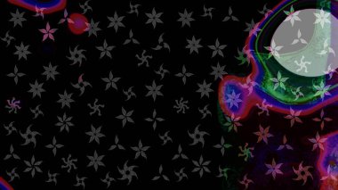 Siyah, gri ve mavi kar tanelerinden izole edilmiş. Güzel bir kış süsü. Renkli kar taneleri Raster illüstrasyonu.