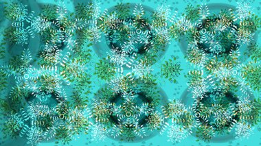 Raster skeci. Grafiksel element dekorasyonu. Siluet kar tanesi işareti izole edilmiş mavi, yeşil ve nötr renkler. Kar Tanesi Mozaik ikonu. Sembol kışı, donmuş, Noel, yeni yıl tatili. Düz tasarım.