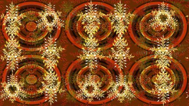 Basit bir kar tanesi. Kışın sembolü, mutlu noeller, mutlu yeni yıl kutlaması Raster illüstrasyonu. Kahverengi, turuncu ve sarı renkler. Soyut duvar kağıdı, ambalaj dekorasyonu.