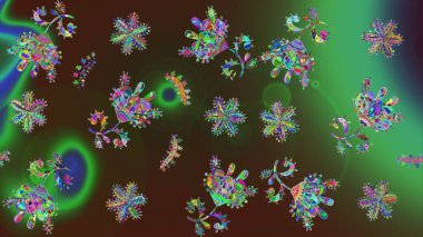 Yeşil renklerde. Raster illüstrasyonu. Çiçekli güzel suluboya desen.