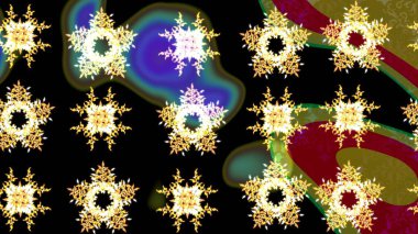 Kar Tanesi Mozaik ikonu. Grafiksel element dekorasyonu. Siluet kar taneleri tabelası siyah, kahverengi ve sarı renkleri izole ediyor. Düz dizayn. Sembol kışı, donmuş, Noel, yeni yıl tatili. Raster çizimi..