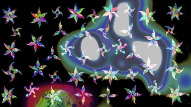 Çiçek duvar kâğıdı. Raster illüstrasyonu. Çiçek arkaplan. Renkli, pürüzsüz desen. Siyah renklerde sevimli tekstil.