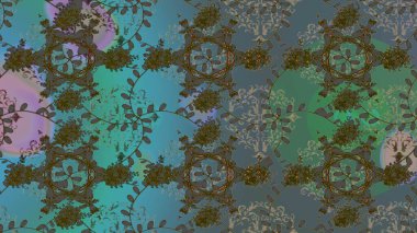 Çiçekli, kusursuz bir arkaplan. Çocuk stili. Renkli Bahar Temalı Kusursuz Arkaplan. Düz Çiçek Elementleri Tasarımı.