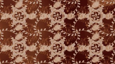 Raster Illustrasyon 'da moda olmayan çiçek deseni. Kahverengi, bej ve nötr renklerde çiçekler. Renkli Yaz Temalı Kusursuz Arkaplan. Düz Çiçek Elementleri Tasarımı.