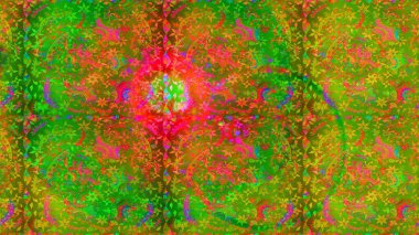 Soyut çiçek desensiz arkaplan. Raster deseni. Raster illüstrasyonu. Yeşil, kahverengi ve turuncu renklerde. Küçük çiçekte sevimli çiçek deseni var..