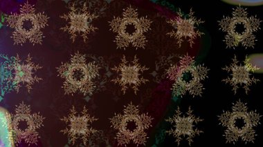 Soyut mandala veya kaprisli kar tanesi içini kaplamak sanat çizmek. Renkli arka plan üzerinde izole sevimli kar taneleri. Raster illüstrasyon.