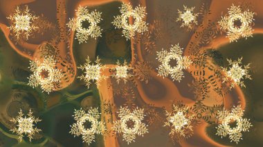 Raster illüstrasyonu. Güzel kumaş deseni. Raster illüstrasyonundaki çiçek desenli çizim. Kahverengi renklerde.