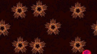 Kar Tanesi Mozaik ikonu. Siyah, kahverengi ve kırmızı siluet kar tanesi işareti. Düz dizayn. Sembol kışı, donmuş, Noel, yeni yıl tatili. Grafiksel element dekorasyonu. Raster illüstrasyonu.