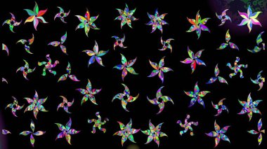 Siyah, yeşil ve mavi renkli suluboya kar taneleri. Kışın sembolü. Güzel dekorasyon. İllüstrasyon kar tanesi.