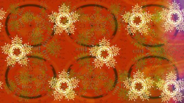 Çiçek Elementleri 'nin soyut geçmişi. Turuncu, kahverengi ve sarı renkler üzerine tasarım. Raster kış deseni. Raster illüstrasyonu.