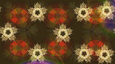 Kar tanelerinin soyut arkaplanlı Noel şablonu. Noel ve yeni yıl moda baskıları için tatil tasarımı. Raster illüstrasyonu. Kahverengi, gri ve mor renkler.