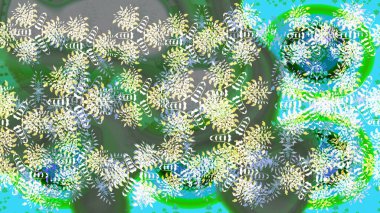 Raster yeşili, nötr ve mavi kar tanesi izole edilmiş. Güzel bir kış süsü. Renkli kar taneleri Raster illüstrasyonu.