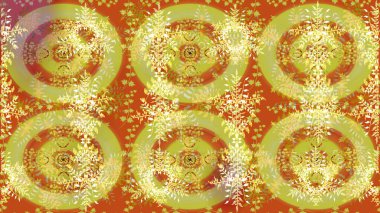 Noel ve yeni yıl moda baskıları için tatil tasarımı. Raster illüstrasyonu. Kar tanelerinin soyut arkaplanlı Noel şablonu. Sarı, turuncu ve nötr kar taneleri.