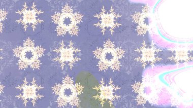 Renkli arka planda izole kar taneleri. Raster illüstrasyonu. Kar taneleri radyal nötr, mor ve beyaz renkler.