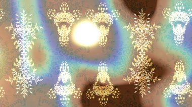 Kışın sembolü, mutlu noeller, mutlu yeni yıl kutlaması Raster illüstrasyonu. Soyut duvar kâğıdı, ambalaj dekorasyonu. Bej, nötr ve mavi renklerde şirin kar taneleri. Kar tanesi kadar basit..