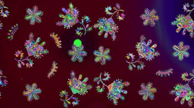 Meteoroloji buz koleksiyonu. Kış kahverengisi, mavi ve yeşil noel kar düz kristal elementi. Raster tasarımı. Kar tanesi raster arka planı. Xmas don kar taneleri izole edilmiş siluet sembolü.