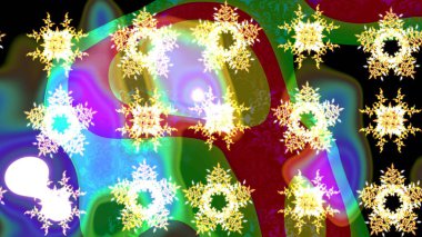 Kar tanesi raster arka planı. Xmas Frost kar taneleri izole edilmiş siluet sembolü. Kış yeşili, mavi ve kırmızı noel kar düz kristal element. Meteoroloji buz koleksiyonu. Raster illüstrasyonu.