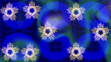 Raster resim. Kış sembolü. Renkli arka plan üzerinde izole suluboya kar taneleri. Kış.