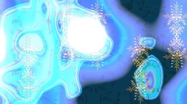 Renkli arka planda izole kar taneleri. Raster illüstrasyonu. Kar taneleri radyal mavi, nötr ve beyaz renkler.