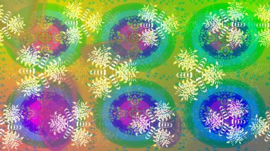 Yeşil ve mavi renkte çiçekler. Raster illüstrasyonu. Çiçek süslemeli çizim deseni.