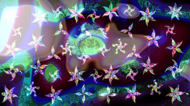 Raster suluboya çiçek deseni, narin çiçekler, mavi çiçekler, tebrik kartı şablonu. Güzel kumaş deseni.