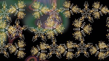 Güzel bir kış süsü. Renkli kar taneleri Raster çizimi. Siyah, kahverengi ve gri kar tanelerinden izole edilmiş..