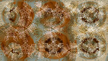 Kış kar tanesi, raster arka plan. Raster illüstrasyonu. Yüzey için tekrarlanan doku, ambalaj kağıdı, kahverengi, bej ve nötr renkler. Renkli arka planda izole edilmiş güzel kar taneleri.