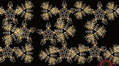 Siyah, kahverengi ve sarı renkli kar taneleri. Raster Noel soyut renkli arka plan ve tatlı kar tanesi. Raster illüstrasyonu.