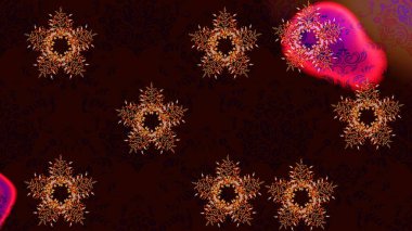 Çiçek Elementleri 'nin soyut geçmişi. Raster kış deseni. Siyah, kahverengi ve kırmızı renkler üzerine tasarım. Raster illüstrasyonu.