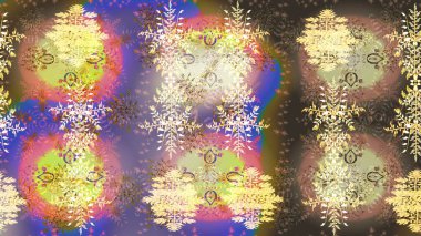 Kahverengi, nötr ve bej kar taneleri. Raster illüstrasyonu. Noel ve yeni yıl moda baskıları için tatil tasarımı. Kar tanelerinin soyut arkaplanlı Noel deseni.