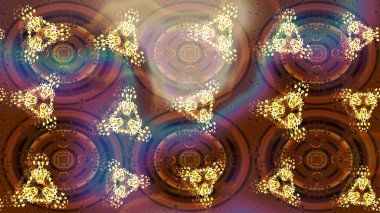 Kar taneleri radyal kahverengi renkler verir. Renkli arka planda güzel kar taneleri. Raster illüstrasyonu..