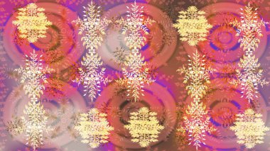 Yüzey için tekrarlanan doku, ambalaj kağıdı, pembe, nötr ve bej renkler. Kış kar tanesi, raster arka plan. Renkli arka planda izole kar taneleri. Raster illüstrasyonu.