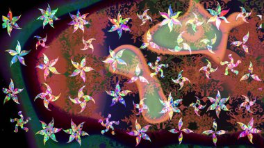 Kar tanesi süs desen. Snowflakes desen. Kar taneleri arka plan. Arka plan üzerinde izole soyut kar taneleri ile düz tasarım. Raster illüstrasyon.