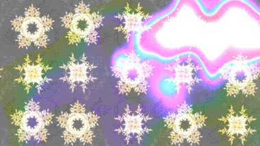 Kar tanelerinin soyut arkaplanlı Noel şablonu. Tarafsız kar taneleri. Raster illüstrasyonu. Noel ve Yeni Yıl moda baskıları için tatil tasarımı.