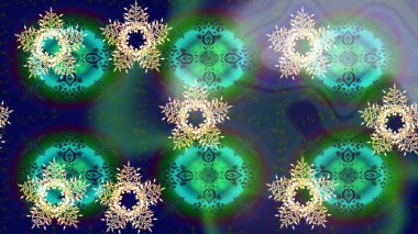 Noel süsleri ve Noel süsleri. Raster Noel soyut renkli arkaplan ve düşen kar tanesi.