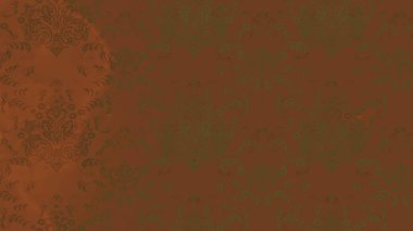 Klasik çiçek tasarımı elementleri. Kahverengi ve yeşil kıvırcık çiçekler kahverengi ve yeşil renklerde şekillenir. Raster illüstrasyonu.