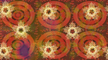 Güzel soyut kar taneleri raster tasarımı. Düz kar karalama ikonları, kar taneleri kahverengi, turuncu ve pembe renkli siluetler noel afişi, kartlar. Yeni yıl kar tanesi.