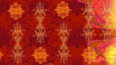 Basit bir kar tanesi. Kırmızı, turuncu ve sarı renklerde tatlı kar taneleri. Soyut duvar kâğıdı, ambalaj dekorasyonu. Kışın sembolü, mutlu noeller, mutlu yeni yıl kutlaması Raster illüstrasyonu..