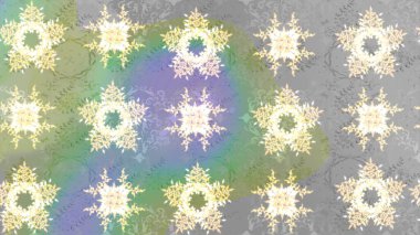 Renkli arka planda izole tatlı kar taneleri. Güzel kar tanesi. Raster illüstrasyonu. Yuvarlak raster kar tanesi. Soyut kış nötr, gri ve bej süslemeleri.