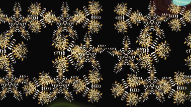 Siyah, kahverengi ve nötr renklerde kar tanelerinden oluşan kış deseni. Kış konsepti Düz yatıyordu. Raster illüstrasyonu.