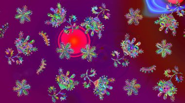 Raster illüstrasyonu. Raster Noel soyut renkli arka plan ve düşen kar tanesi. Kar tanesi arkaplanı.