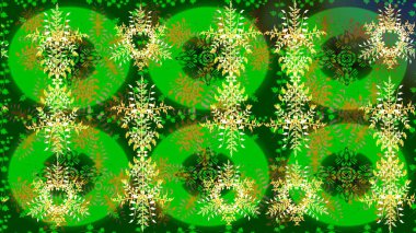 Yeni yıl tabelası. Raster illüstrasyonu. Kutlamanın sembolü. Yeşil, sarı ve nötr ikon silueti. Kar tanesi kışı yeşil, sarı ve nötr renklerde izole edilir. Noel tasarımı için.