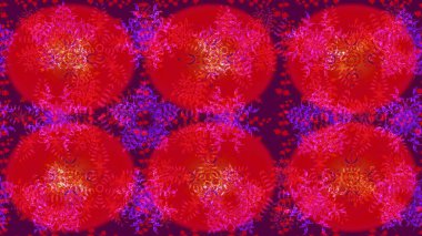 Bokeh kırmızısı, mor, magenta ve kar taneleriyle dekoratif Noel arkaplanı. Raster illüstrasyonu.