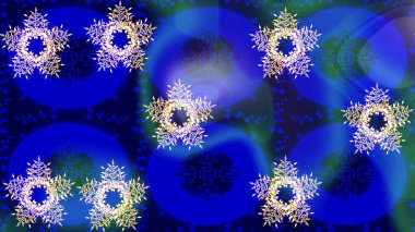 Soyut mandala ya da tuhaf kar tanesi çizgisi sanat tasarımı. Raster illüstrasyonu. Renkli arka planda izole tatlı kar taneleri.