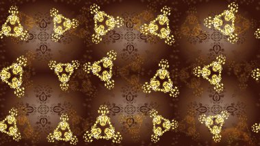 Küçük çiçekli yay deseni çiz. Raster illüstrasyonu. Suluboya tarzında kahverengi renkler üzerine.